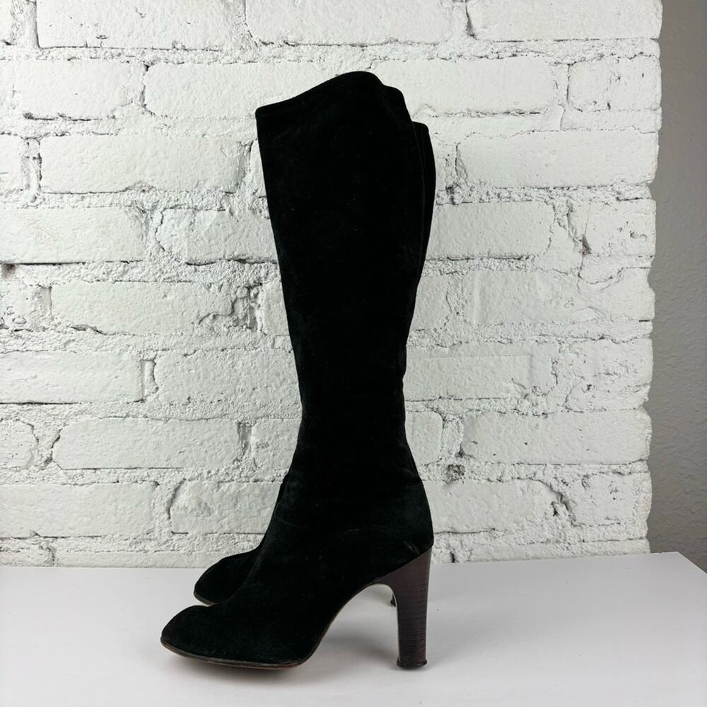 Vintage Knee High Suede Leather Zip Up Boots